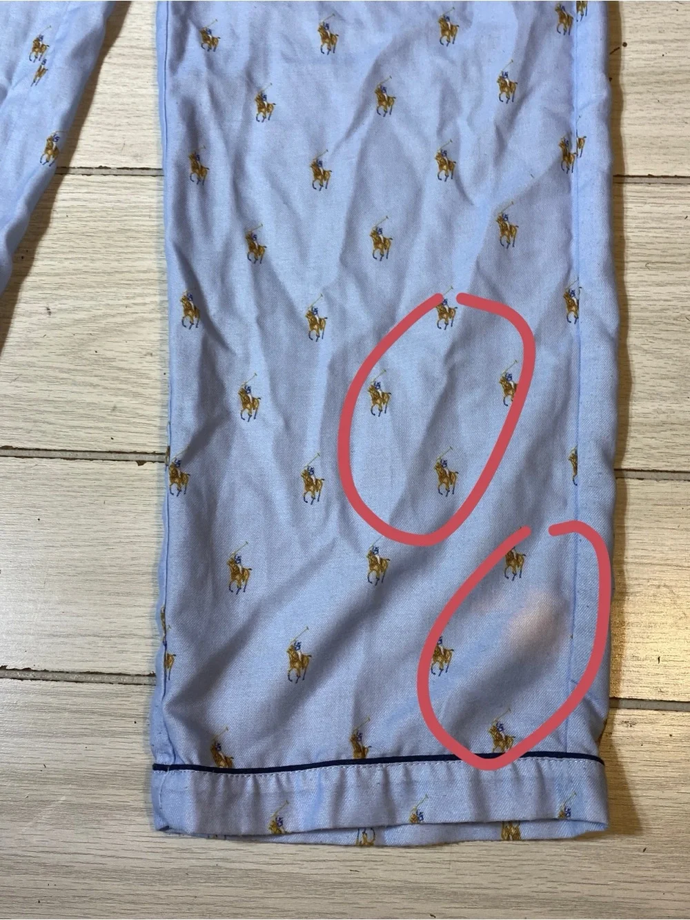 Polo Ralph Lauren Boys L 12-13 Pajama Set Blue Pony Print Shirt Pants